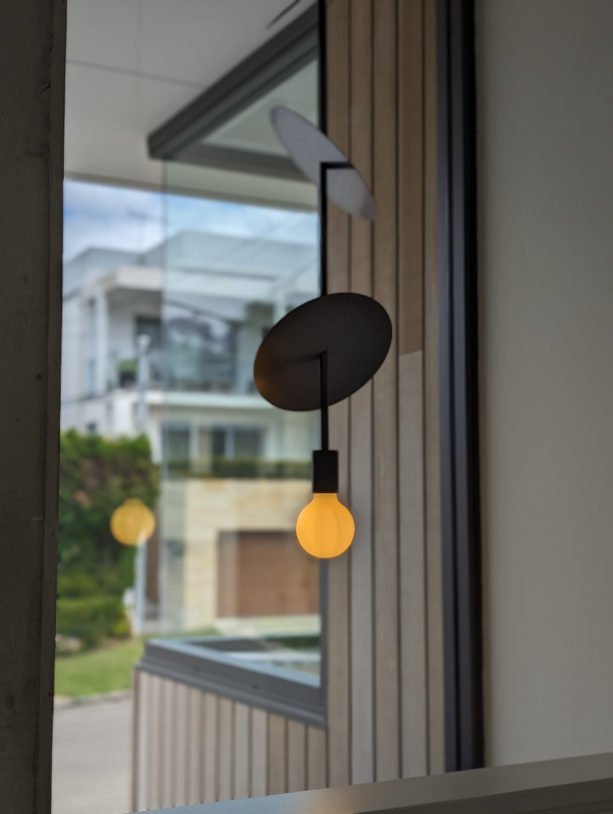 Sculptural disc and globe pendant fixture, Sydney designer install